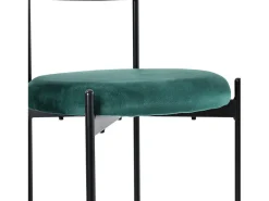 Conjunto de 2 sillas de terciopelo, respaldo de ratán y patas de metal negro - verde