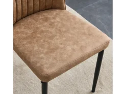 Conjunto de 4 sillas de tela marrón - Respaldo ergonómico - Patas de metal negro