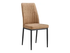 Conjunto de 4 sillas de tela marrón - Respaldo ergonómico - Patas de metal negro