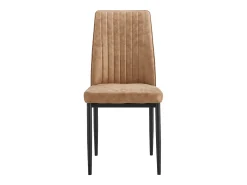 Conjunto de 4 sillas de tela marrón - Respaldo ergonómico - Patas de metal negro