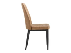 Conjunto de 4 sillas de tela marrón - Respaldo ergonómico - Patas de metal negro