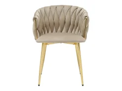 Conjunto de 2 sillas de terciopelo y metal dorado - Beige - ELEGANO