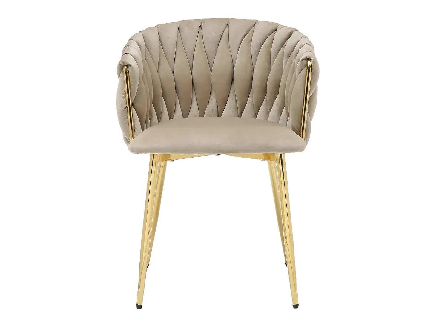 Conjunto de 2 sillas de terciopelo y metal dorado - Beige - ELEGANO