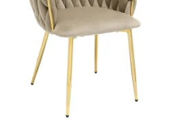 Conjunto de 2 sillas de terciopelo y metal dorado - Beige - ELEGANO