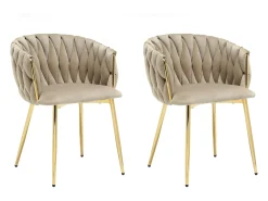 Conjunto de 2 sillas de terciopelo y metal dorado - Beige - ELEGANO