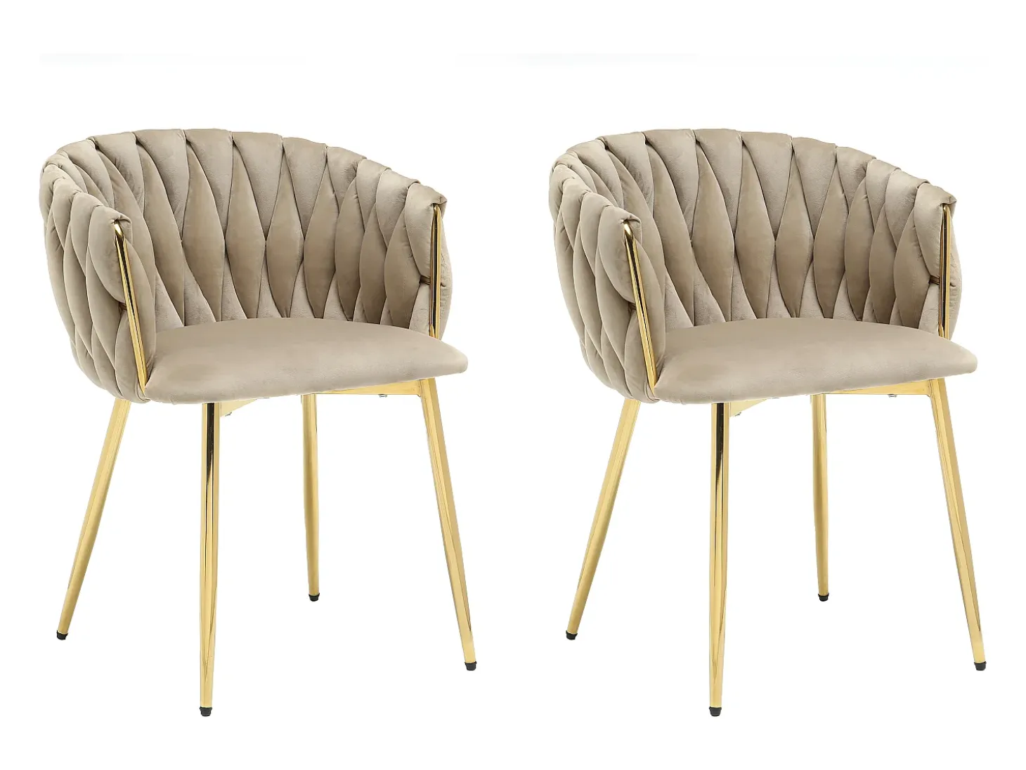 Conjunto de 2 sillas de terciopelo y metal dorado - Beige - ELEGANO