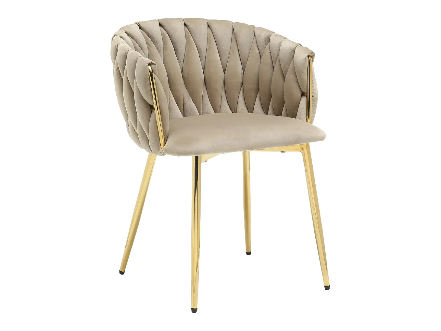Conjunto de 2 sillas de terciopelo y metal dorado - Beige - ELEGANO