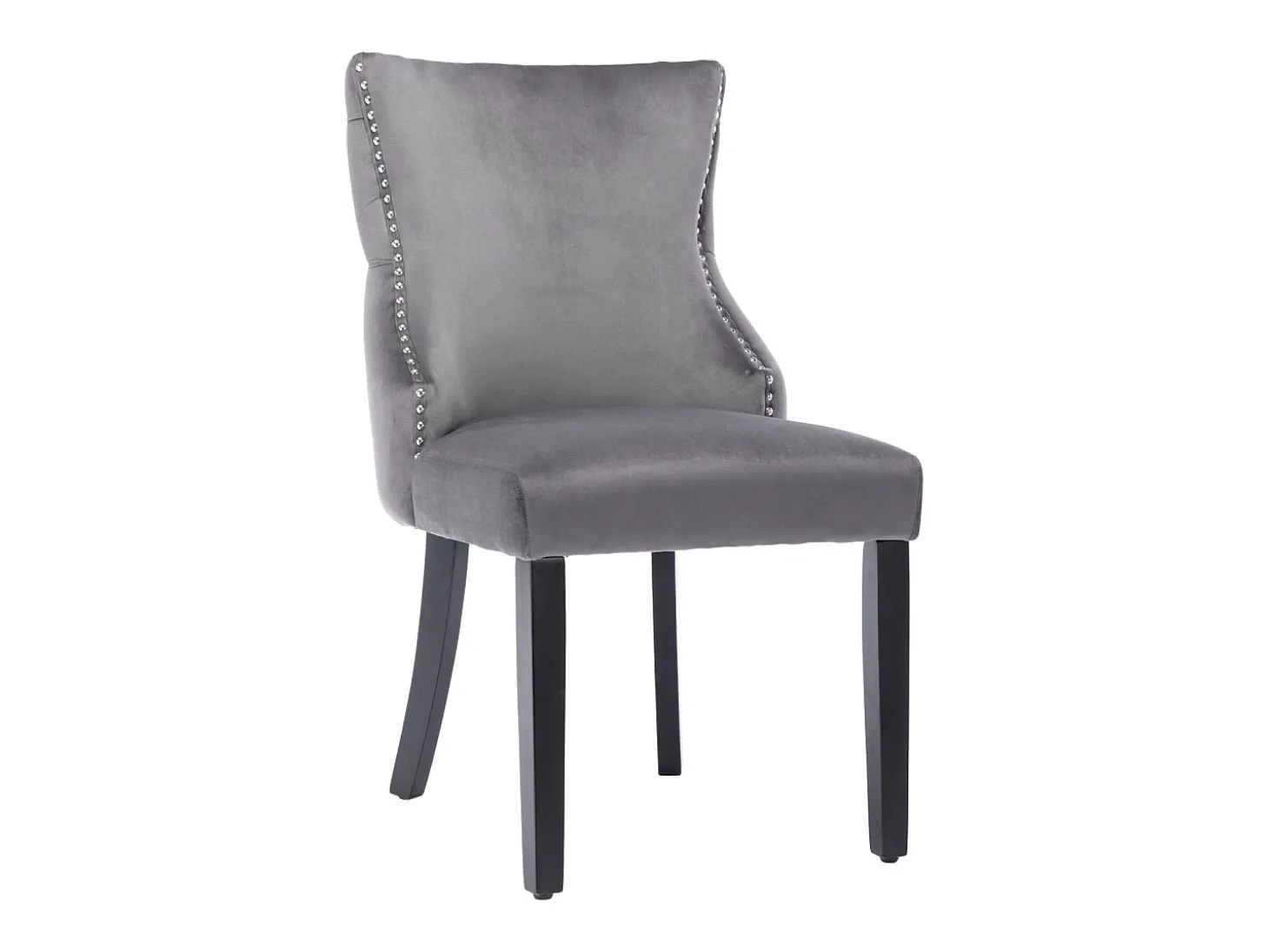 Conjunto de 4 sillas de terciopelo gris - Silla de 4 patas con costura de botones estructura de madera maciza para comedor - 91x50x49cm