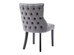 Conjunto de 4 sillas de terciopelo gris - Silla de 4 patas con costura de botones estructura de madera maciza para comedor - 91x50x49cm