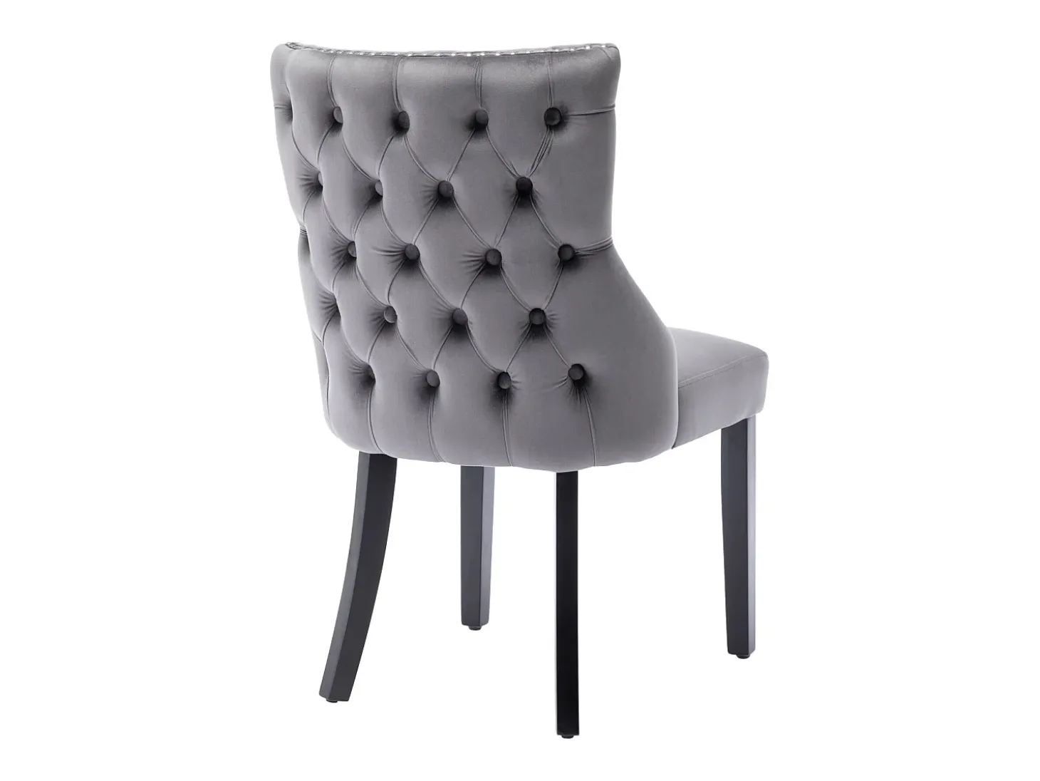 Conjunto de 4 sillas de terciopelo gris - Silla de 4 patas con costura de botones estructura de madera maciza para comedor - 91x50x49cm