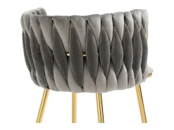 Conjunto de 2 sillas de terciopelo y metal dorado - Gris