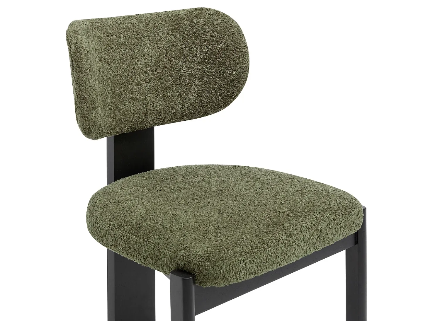 Conjunto de 2 sillas de tela bouclé y madera de hevea negra - Verde caqui - WILANA