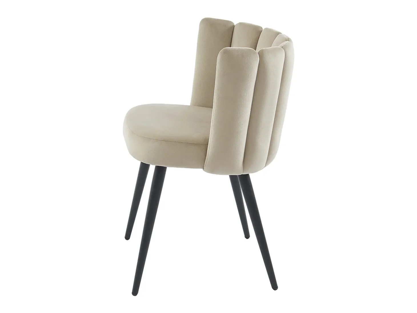 Conjunto de 2 sillas de terciopelo y metal negro - Beige - PRANILA