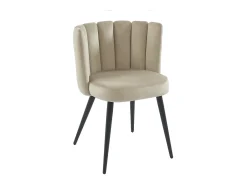 Conjunto de 2 sillas de terciopelo y metal negro - Beige - PRANILA