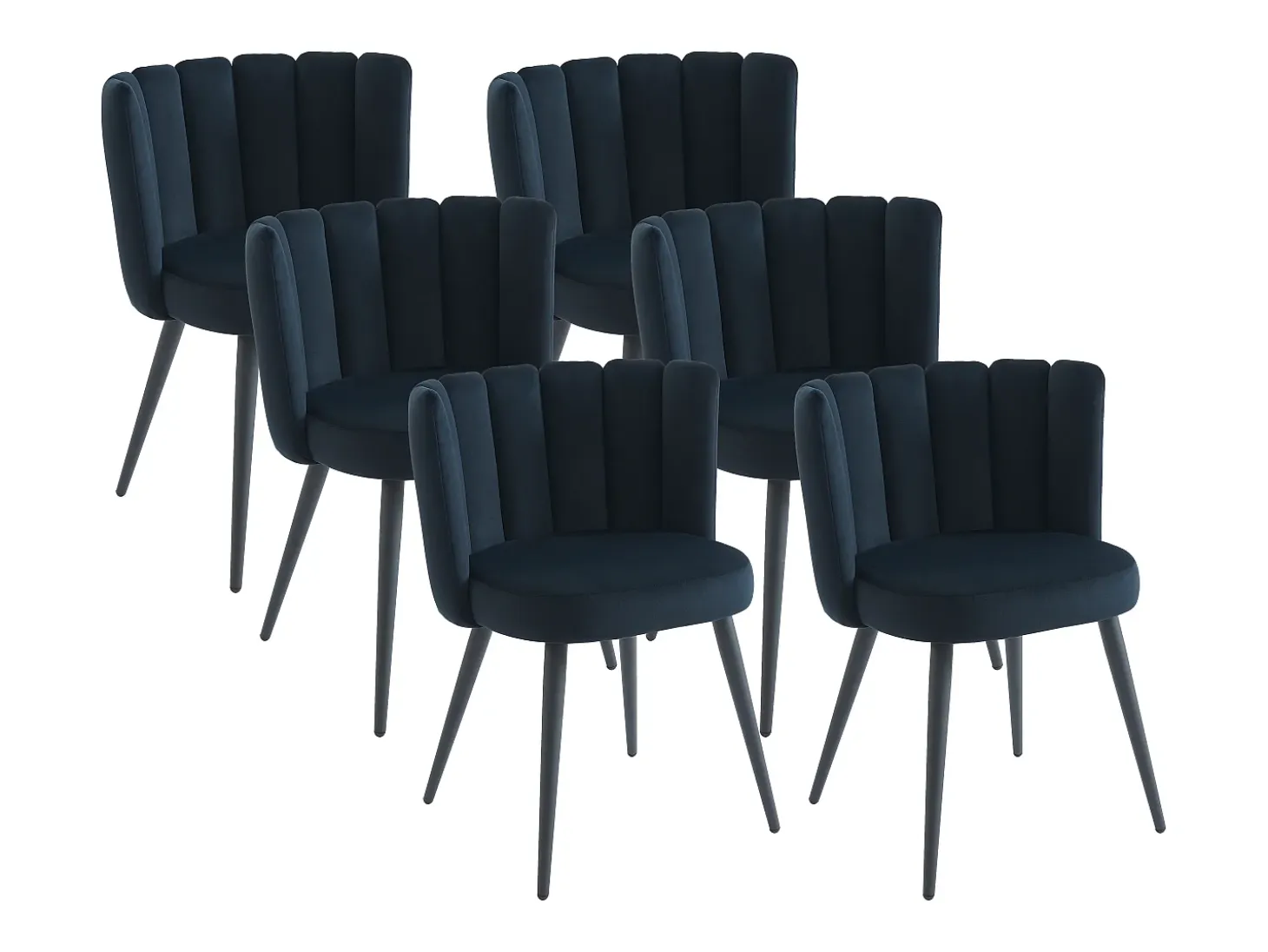 Conjunto de 6 sillas de terciopelo y metal - Negro - PRANILA