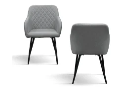 Conjunto de 4 sillas de tela gris y patas de metal negro, con reposabrazos - LISBONA