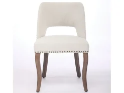 Conjunto de 2 sillas de tela y madera - Diseño hueco - Beige