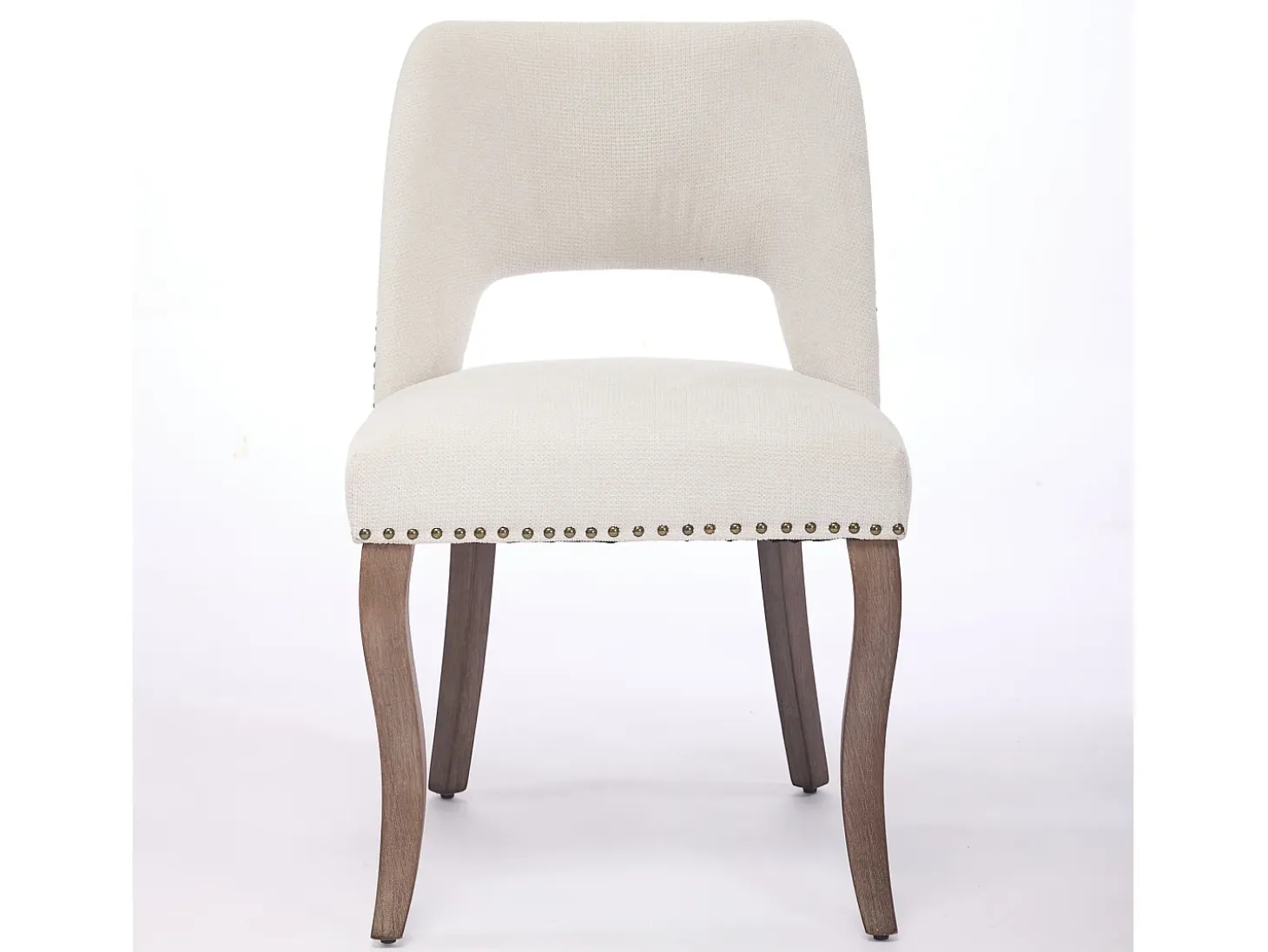 Conjunto de 2 sillas de tela y madera - Diseño hueco - Beige
