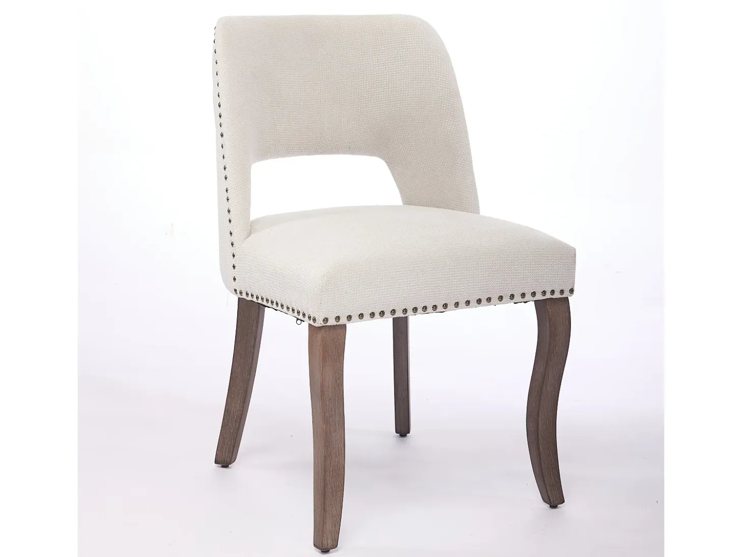 Conjunto de 2 sillas de tela y madera - Diseño hueco - Beige