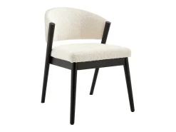 Conjunto de 2 sillas de tejido bouclé y madera de hevea negro - Blanco - ZELVYN