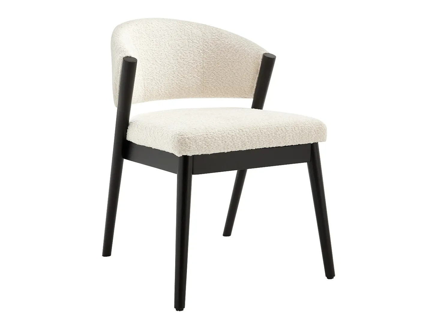 Conjunto de 2 sillas de tejido bouclé y madera de hevea negro - Blanco - ZELVYN