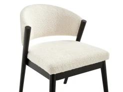 Conjunto de 2 sillas de tejido bouclé y madera de hevea negro - Blanco - ZELVYN