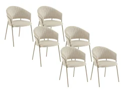 Conjunto de 6 sillas de tela texturizada y metal - Beige - MADOLIA de Pascal Morabito