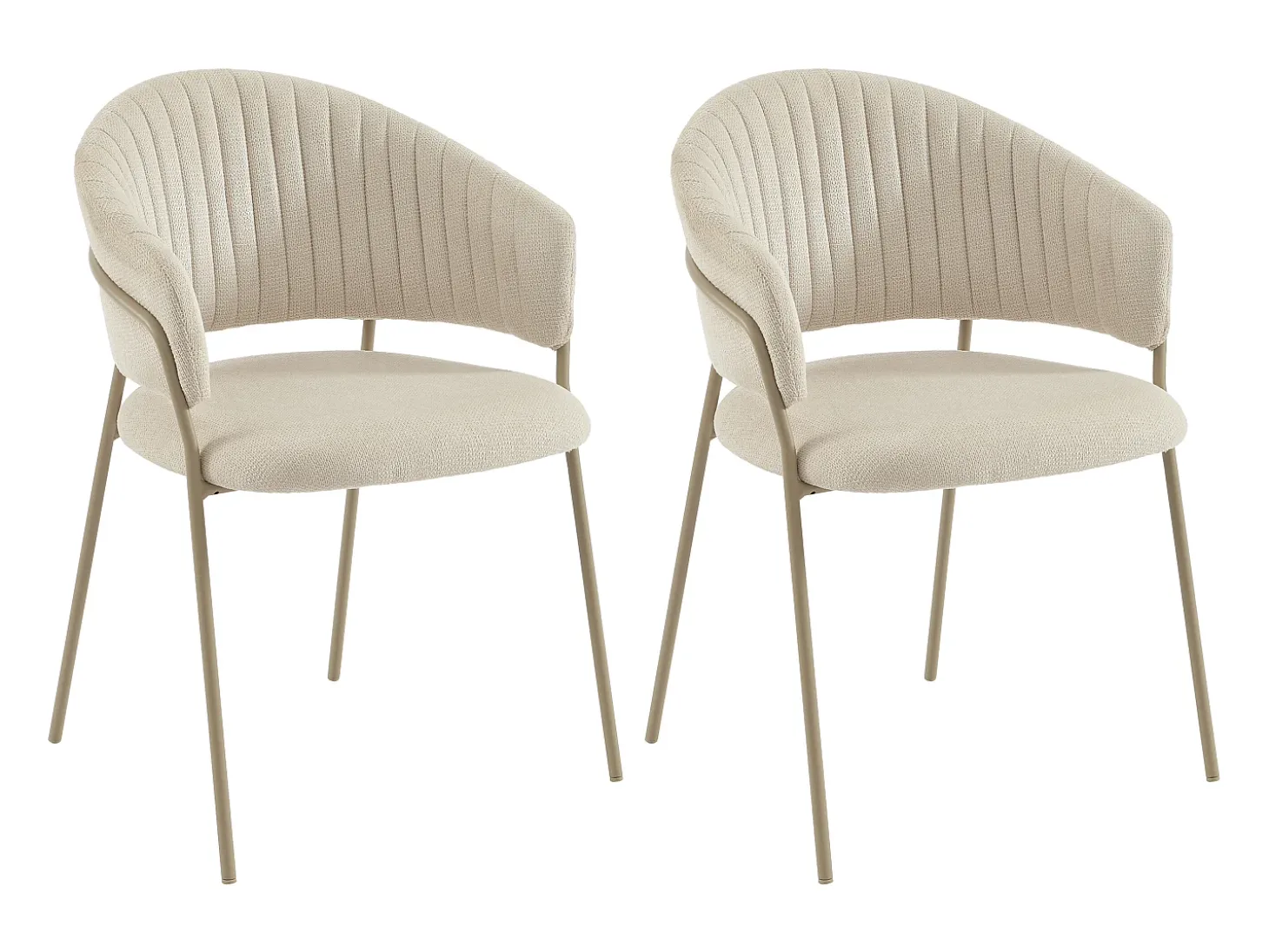 Conjunto de 2 sillas de tela texturizada y metal - Beige - MADOLIA de Pascal Morabito