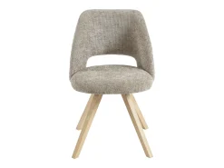 Conjunto de 6 sillas de tela y madera de hevea - Topo - VESIANI