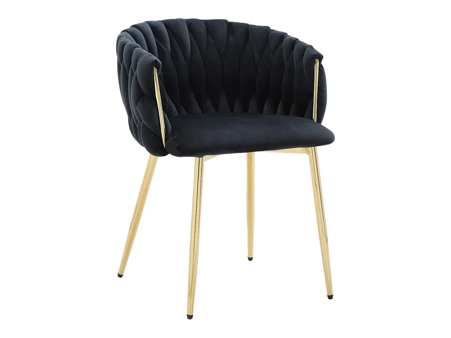 Conjunto de 6 sillas de terciopelo y metal dorado - Negro - ELEGANO