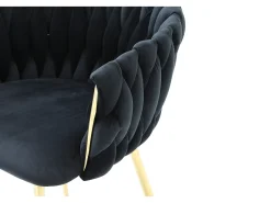 Conjunto de 6 sillas de terciopelo y metal dorado - Negro - ELEGANO