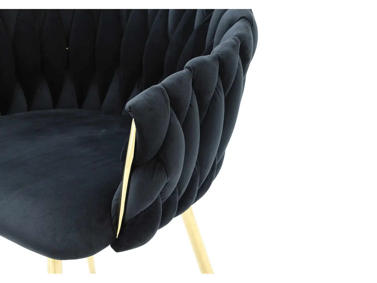 Conjunto de 6 sillas de terciopelo y metal dorado - Negro - ELEGANO