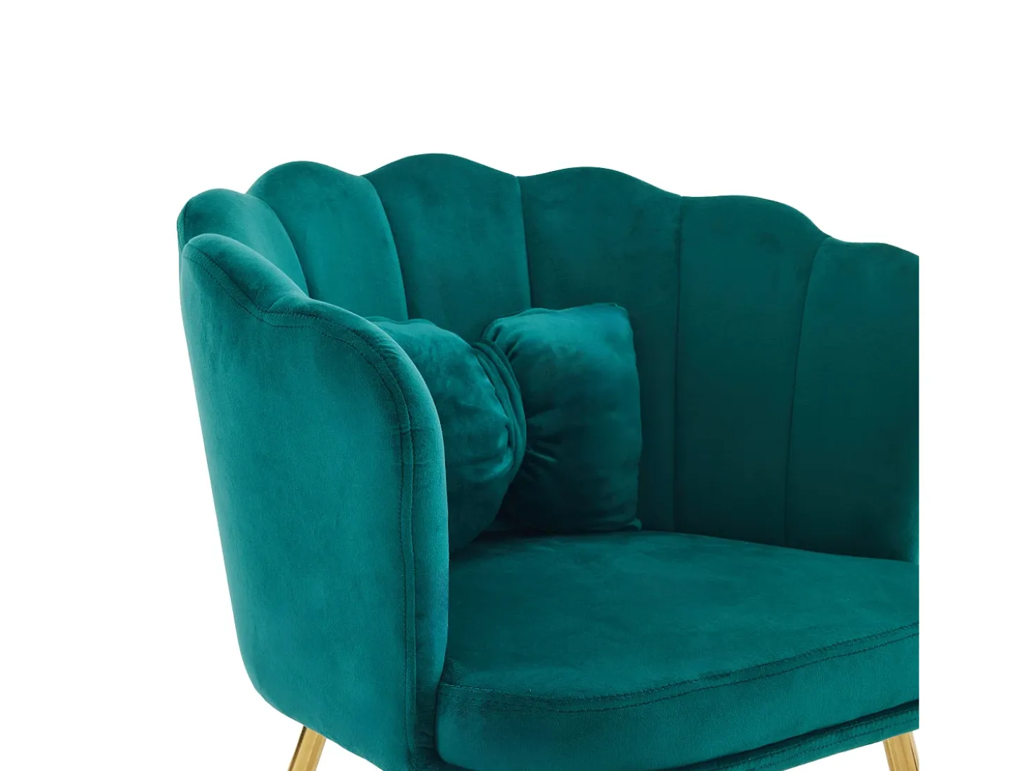 Conjunto de 6 sillas de terciopelo - 63 x 58 x 77 cm - Patas de metal niquelado y cojines mariposa - Verde