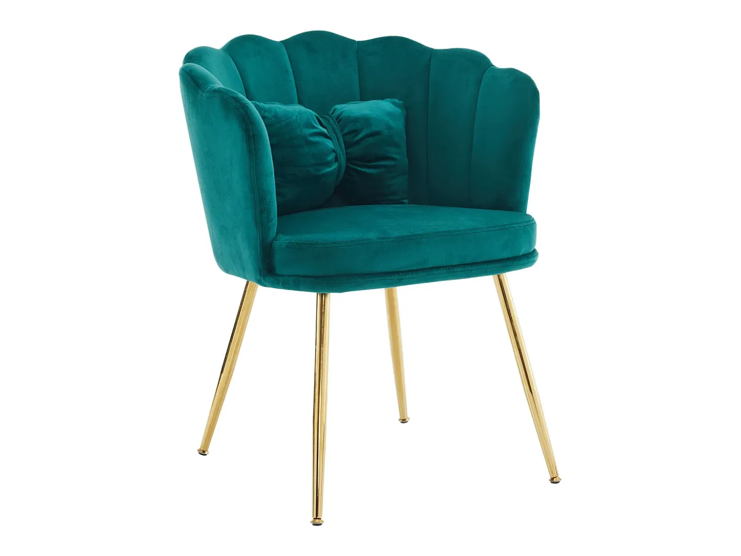 Conjunto de 6 sillas de terciopelo - 63 x 58 x 77 cm - Patas de metal niquelado y cojines mariposa - Verde
