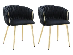 Conjunto de 2 sillas de terciopelo y metal dorado - Negro - ELEGANO