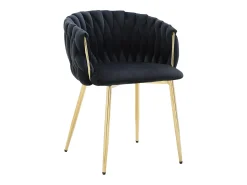Conjunto de 2 sillas de terciopelo y metal dorado - Negro - ELEGANO
