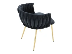 Conjunto de 2 sillas de terciopelo y metal dorado - Negro - ELEGANO