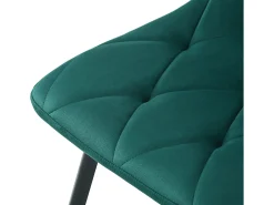 Conjunto de 4 sillas de terciopelo - estructura de metal - Motivo de rombos - verde