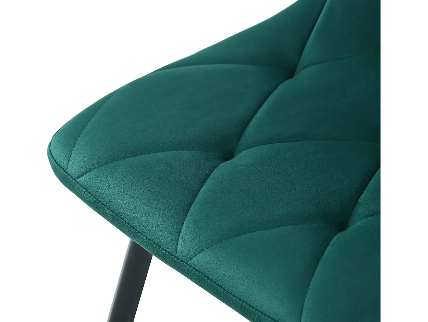 Conjunto de 4 sillas de terciopelo - estructura de metal - Motivo de rombos - verde