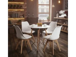 Conjunto de 2 Sillas diseño nórdico escandinavo - Madera de haya maciza - Blanco