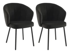 Conjunto de 2 sillas en tela y metal - Negro - TANURY