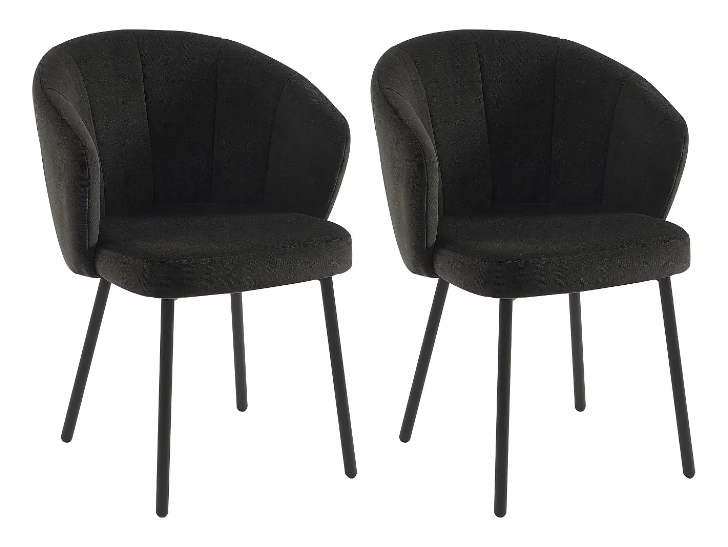 Conjunto de 2 sillas en tela y metal - Negro - TANURY