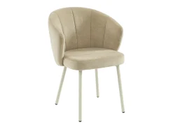 Conjunto de 2 sillas en tela y metal blanco - Beige - TANURY
