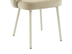 Conjunto de 2 sillas en tela y metal blanco - Beige - TANURY