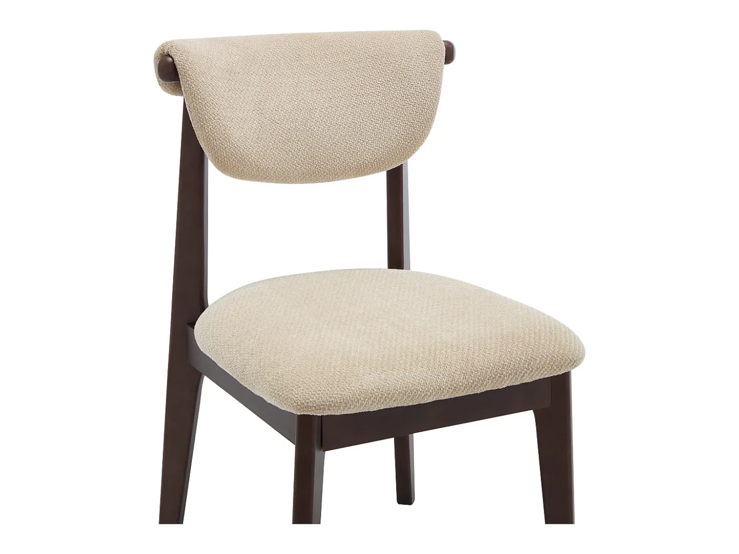 Conjunto de 6 sillas en tela texturizada y madera de hevea - Beige - GABIEL