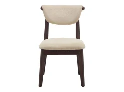 Conjunto de 6 sillas en tela texturizada y madera de hevea - Beige - GABIEL