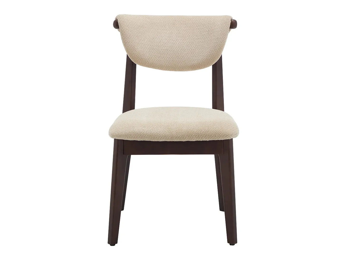 Conjunto de 6 sillas en tela texturizada y madera de hevea - Beige - GABIEL