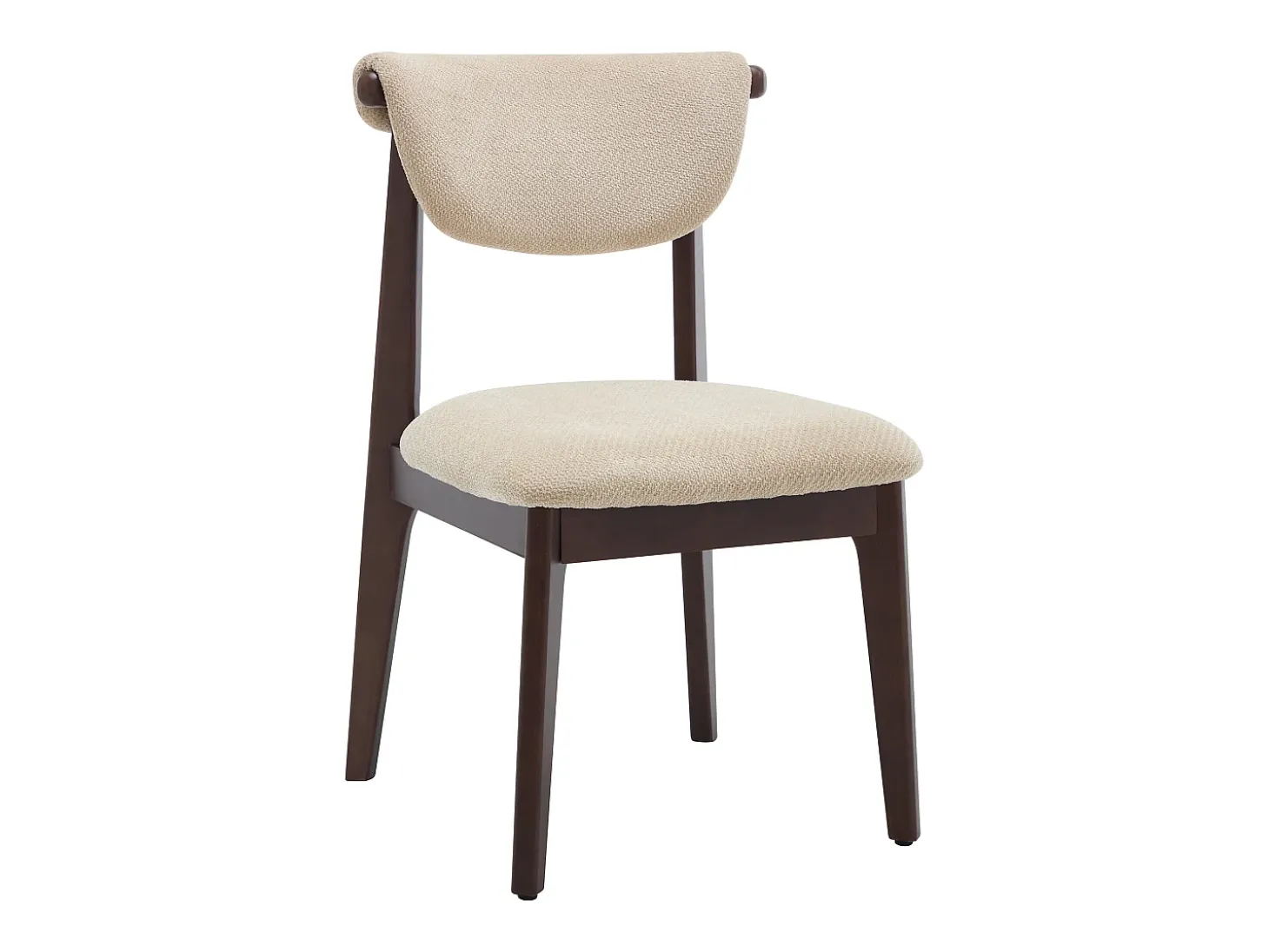 Conjunto de 6 sillas en tela texturizada y madera de hevea - Beige - GABIEL