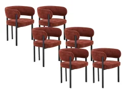 Conjunto de 6 sillas en tela y metal negro - Terracotta - CIBARO