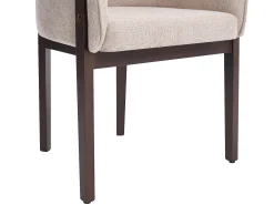 Conjunto de 6 sillas en tela texturizada y madera de hevea natural oscuro - Beige - LYLABA